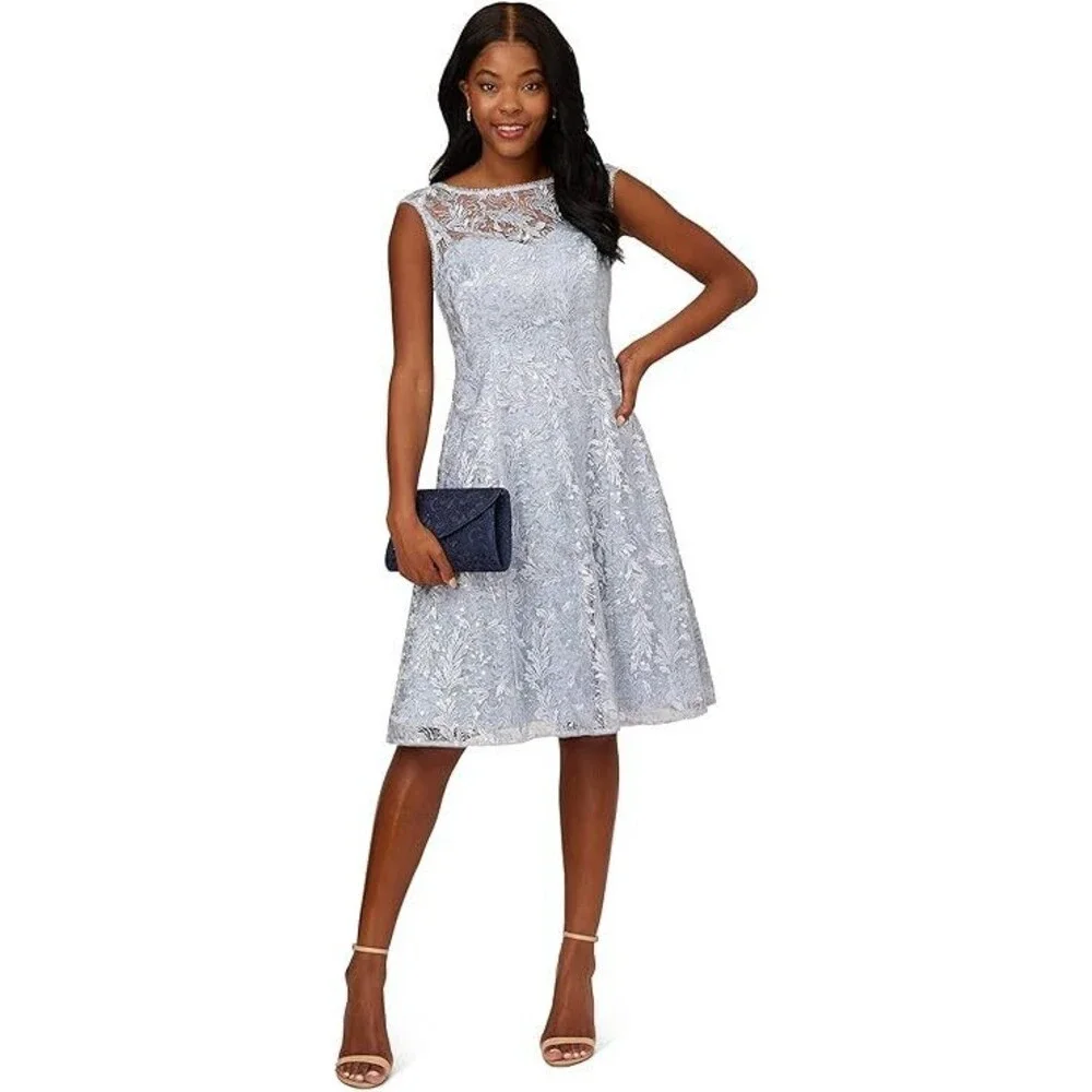 Adrianna Papell Women's Embroidered Midi Cocktail Dress, 8 - Picture 5 of 8